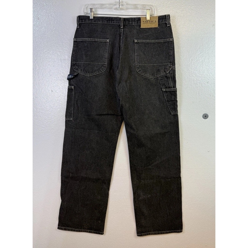 Nautica Carpenter Jeans Mens 36x34‎ Straight Loose Fit Black Denim Utility Work